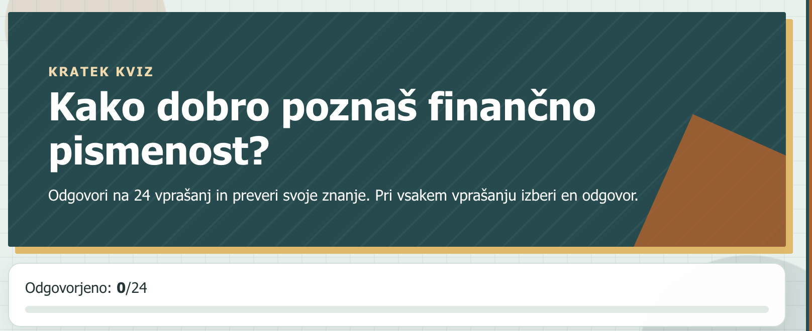 Kratek kviz: Finančna pismenost